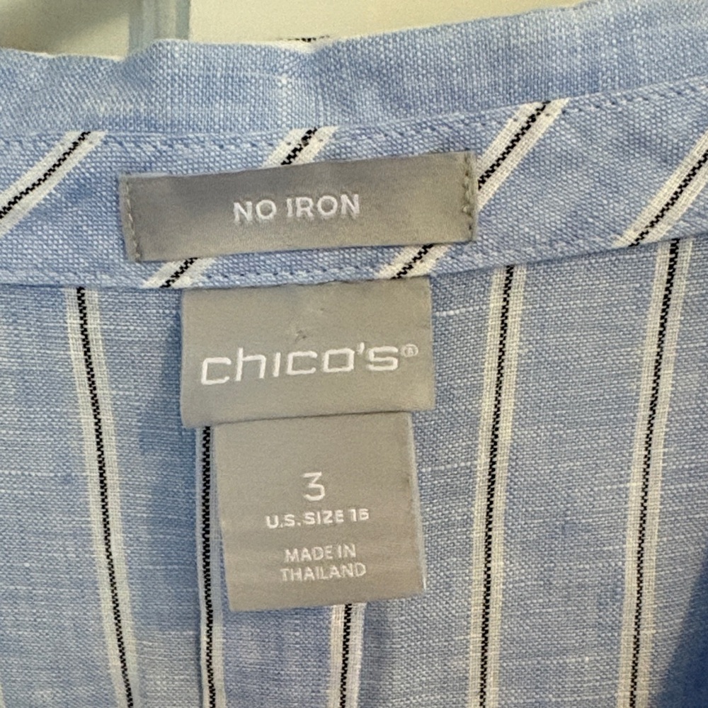 Linen Chicos size 3 / xl Striped Casual Button-Down Shirt like new - Picture 2 of 6